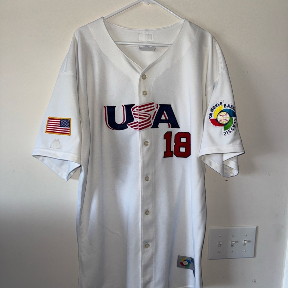 Men’s Majestic Johnny Damon #18 Team USA 2006 WBC Baseball Jersey Sz 52 - RARE